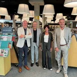 bestuurders Remko Keijzerwaard (Techniek College Rotterdam), Ron Kooren (Albeda), Alice Vlaanderen (Bibliotheek Rotterdam), Jan Lokker (Zadkine)